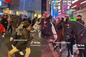 La Policía Montada de Nueva York llegó al lugar de la sorpresa para mantener el orden entre los fans