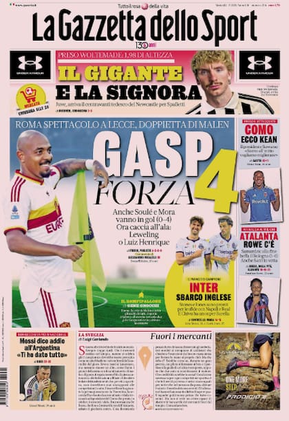 La porta de La Gazzetta dello Sport tras el retiro de Messi
