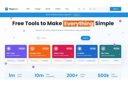 La portada de TinyWow