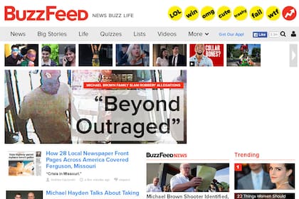 La portada de BuzzFeed, un sitio que supo ser un referente de de las noticias digitales