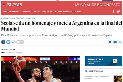 La portada de El País, de España