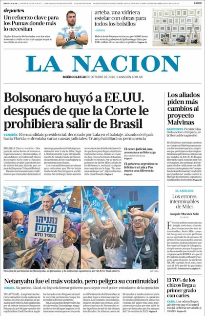 La portada de LA NACION de este 28 de octubre
