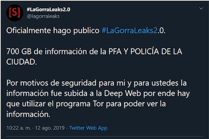 La portada de la presentación que hizo el hacker anunciando la cantidad de información