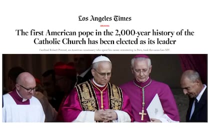 La portada de Los Angeles Times sobre la asunción de Robert Francis Prevost como papa