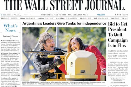 La portada de The Wall Street Journal con Milei y Villarruel.