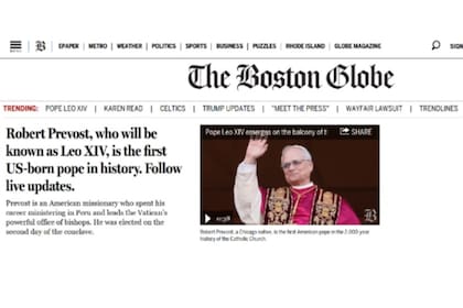La portada del Boston Globe respecto de la designación de Robert Francis Provest como líder de la Iglesia Católica