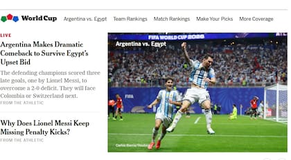 La portada digital de The New York Times