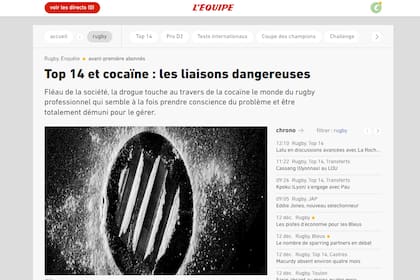 La portada web de L'Equipe, que pone la lupa sobre este flagelo en el rugby francés