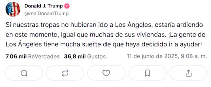 La postura de Donald Trump al despliegue militar en Los Ángeles por las protestas