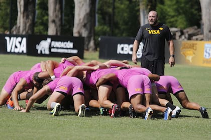 La práctica del scrum de Jaguares, antes del partido ante Highlanders