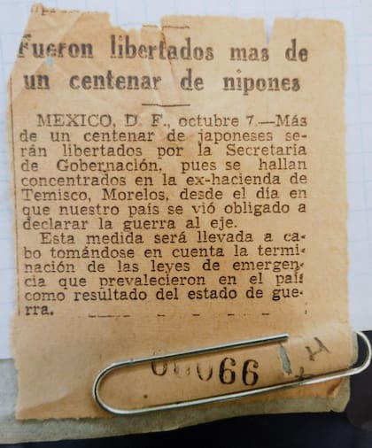 La prensa de la época informó sobre la liberación del centenar de japoneses que por aquel entonces seguían viviendo en Temixco