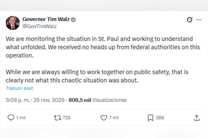 La preocupación de Walz sobre la operación que se llevó a cabo en St. Paul esta semana