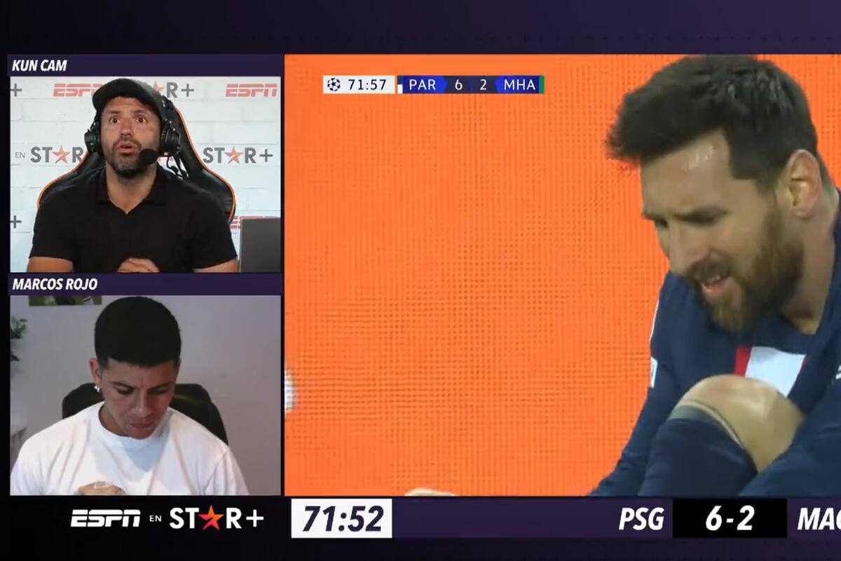La preocupación del Kun Agüero al ver que Messi siente un golpe durante el triunfo de PSG sobre Maccabi Haifa por 7-2