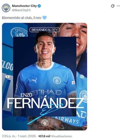 La presentación de Enzo Fernández