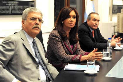 Cristina Kirchner, junto a Julio de Vido y José López
