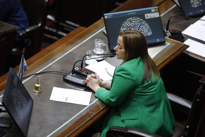 La presidenta de la Cámara de Diputados, Cecilia Moreau, en la sesión en la cual se trata la ley de Presupuesto 2023