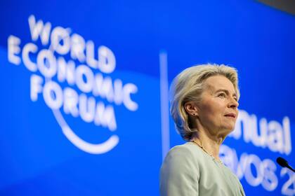 La presidenta de la Comisión Europea, Ursula von der Leyen, en el foro de Davos