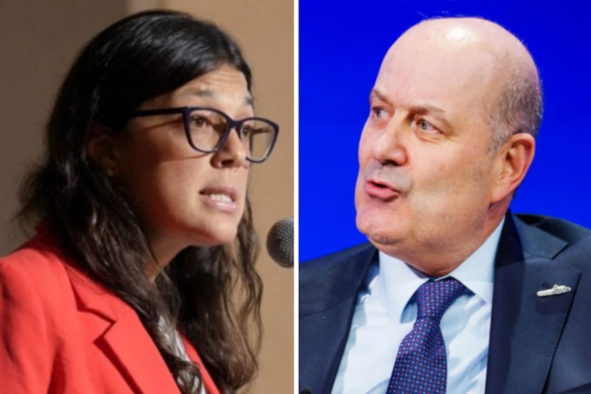 La presidenta del Centro Argentino de Meteorólogos (CAM), Carla Gulizia, junto al ministro de Desregulación y Transformación del Estado, Federico Sturzenegger