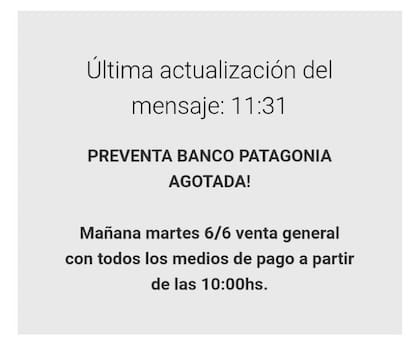 La preventa agotó sus entradas en una hora y media