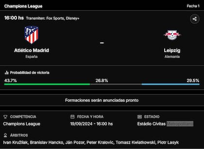 La previa de Atlético Madrid vs. Leipzig, por la Champions League que inició este martes