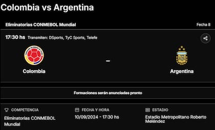 La previa de Colombia vs. Argentina, por las eliminatorias al Mundial 2026