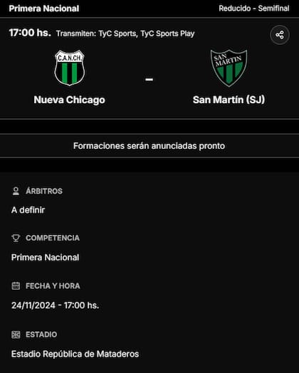 La previa de Nueva Chicago vs. San Martín de San Juan, por la Primera Nacional