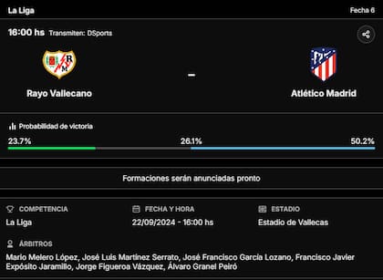 La previa de Rayo Vallecano vs. Atlético Madrid, por la Liga de España