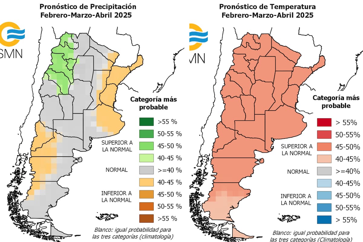 La previsión del SMN hasta abril próximo