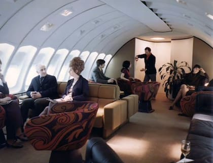 La primera clase de un boeing 747 en los años setenta