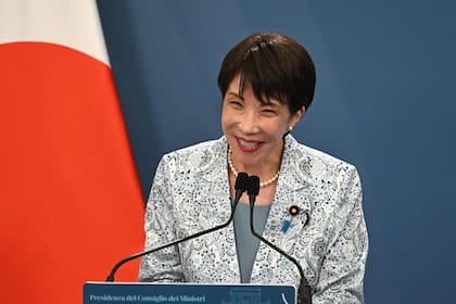 La primera ministra conservadora Sanae Takaichi durante una conferencia de prensa en Roma (Archivo)