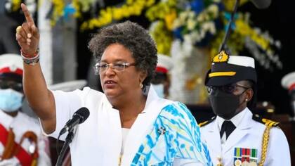 La primera ministra de Barbados, Mia Amor, durante la proclamación de la república el pasado 30 de noviembre