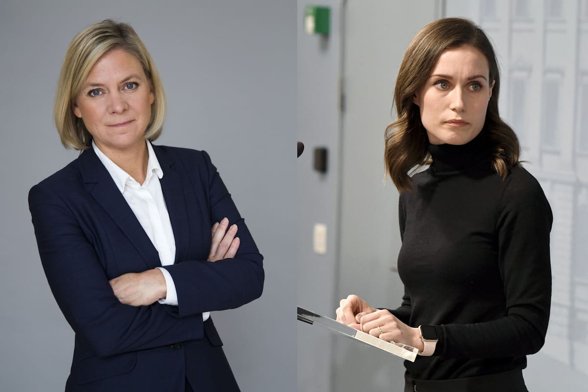 La primera ministra sueca, Magdalena Andersson, y su par finlandesa, Sanna Marin