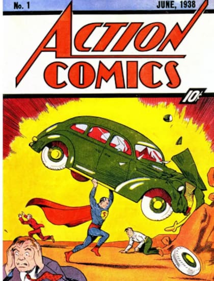La primera portada de cómic de Superman en 1938, cuando fue concebido como un anarquista rebelde