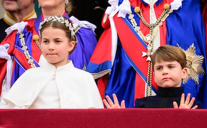 La princesa Charlotte y su hermano Louis estuvieron atentos al desfile aéreo.