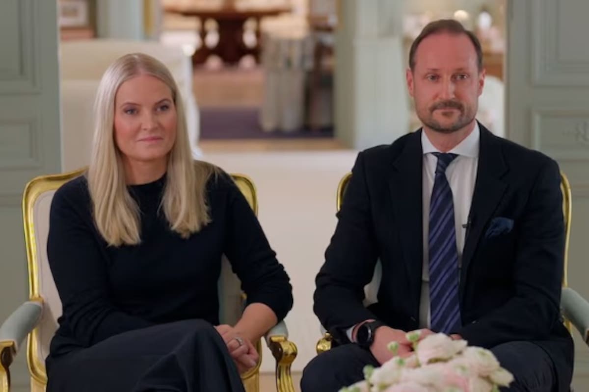 La princesa Mette Marit y el príncipe Haakon, durante la entrevista