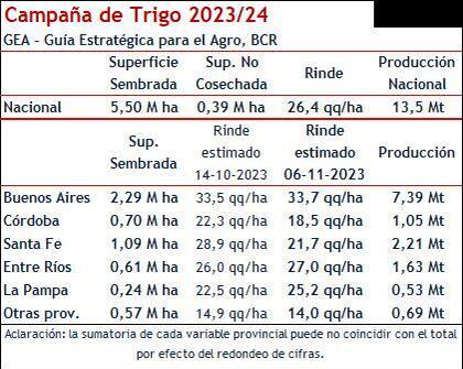 La producción esperada del cultivo