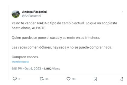 La productora explicó la situación que viven los tamberos en este momento ante el aumento del precio de los rollos de alimento