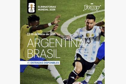 La promoción de las entradas para el partido de la Argentina vs Brasil por medio de Frany Tickets