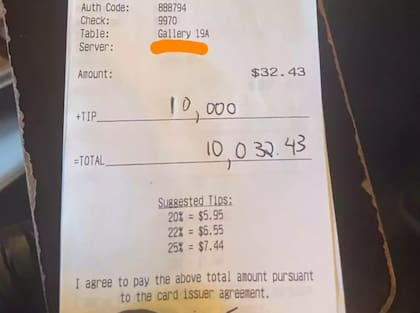 La propina que dejó el cliente