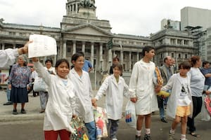 La protesta docente frente al Congreso