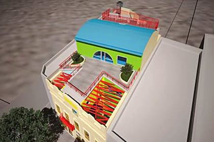 Render de cómo quedará la terraza del nuevo edificio, frente al Riachuelo