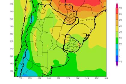 La proyección de las temperaturas máximas para los próximos días