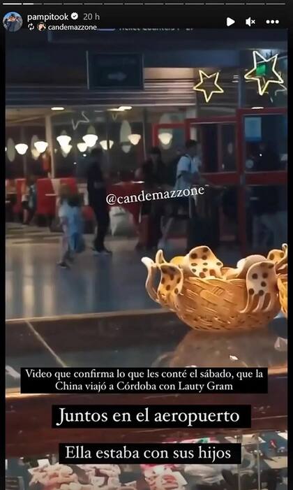 La prueba que compartió Pampita de la China Suárez y Lauty Gram en el aeropuerto (Foto: captura/@pampitook)