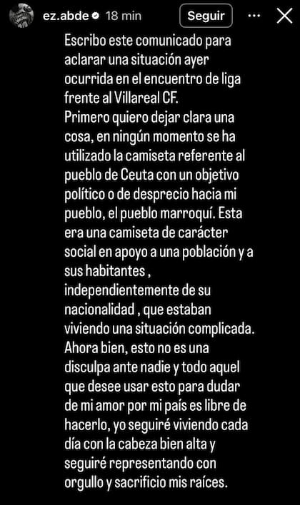 La publicación de Abde en su cuenta de Instagram