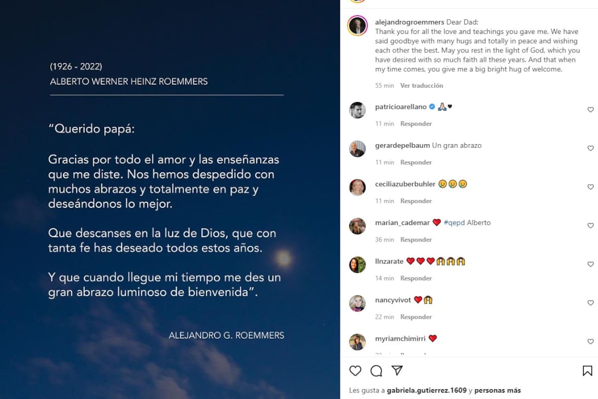La publicación de Alejandro Roemmers en su perfil de Instagram