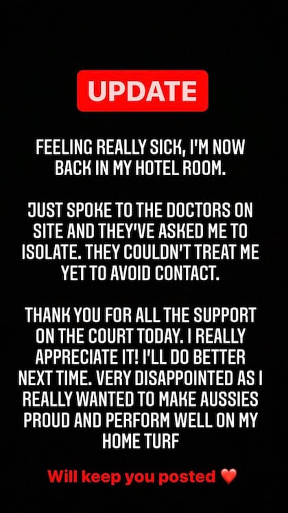 La publicación de Bernard Tomic tras lo sucedido en el partido de la primera ronda del Abierto de Australia