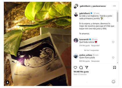 La publicación de Boric en Instagram