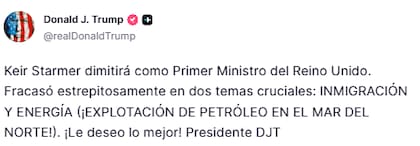 La publicación de Donald Trump
