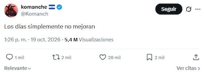 La publicación de Komanche en X que encendió las alarmas