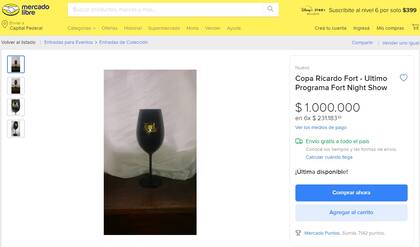 La publicación de la copa de Ricardo Fort en Mercado Libre (Foto: Captura de web)